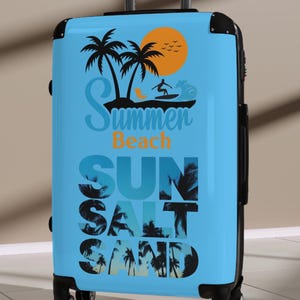 Summer Beach Sunset palm trees suitcase | Sun Salt Sand travel luggage