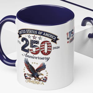 USA 250th Anniversary Eagle Coffee Mug | Patriotic 11oz 15oz Accent Mug image 2