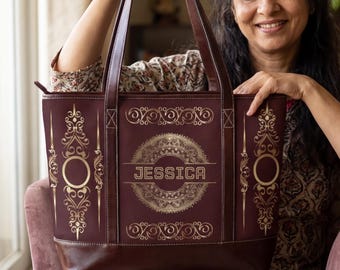 Personalized Name Accent Bags for Women Vintage Monogram Leather  Handbag |Ornate Gold Scrollwork