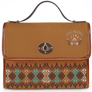 Bags for women Dog Mom floral wreath Waterproof Canvas Bag | Boho Aztec pattern