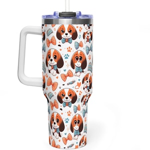 Beagle-Gesicht-Trinkbecher | 1,2-Liter-Edelstahl-Reisebecher mit Henkel Bild 1