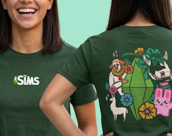Sims Plumbob T-Shirt | Whimsical Creatures, Floral Artwork, Gaming Tee