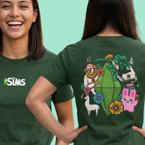Sims Plumbob T-Shirt | Whimsical Creatures, Floral Artwork, Gaming Tee