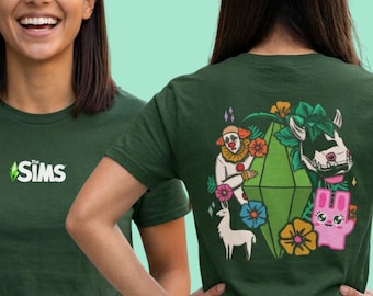 Sims Plumbob T-Shirt | Whimsical Creatures, Floral Artwork, Gaming Tee