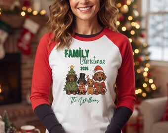 Personalized Family Christmas Shirt | Custom Raglan with Family Name