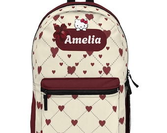 Sweet, heart-patterned Backpack | Personalized Name Kids School Bag