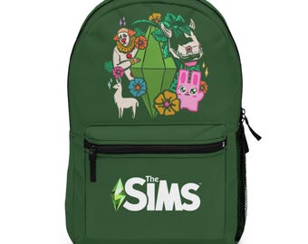 Rugzak met personages uit De Sims Plumbob | Groene gaming-schooltas