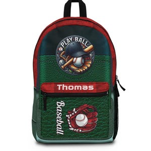 Play Ball Baseball Backpack | Personalized Name Sport School Bag image 1