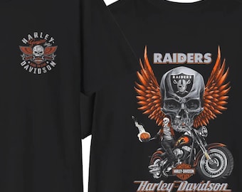 Harley Davidson-fans, motorcyklister, t-shirt i vintagestil | Biker-skalle med blommigt bröstmotiv