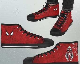 Spider Hero  High Top Sneakers | Web-Slinging Superhero Print