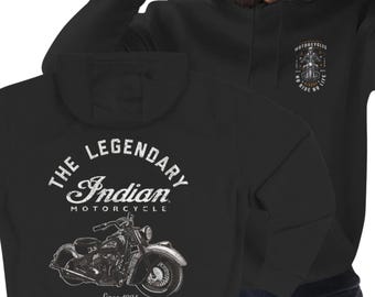 Indian Motorcycle Hoodie | Vintage Bike Graphic, Fleece Comfort