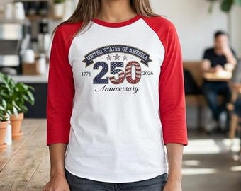 United States 250th Anniversary Raglan | 1776-2026 American Flag Design