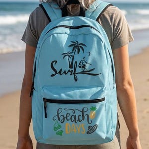 Surf Palm Tree Design Backpack | Beach Days Pineapple Surfing Print