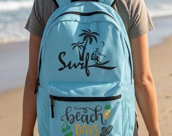 Surf Palm Tree Design Backpack | Beach Days Pineapple Surfing Print