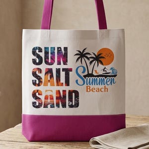 Summer Time,ermochromic Tote Bag,Sun Salt Sand beach graphic Tote,Gift for her image 2