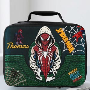 Spider-Man Hooded Hero Lunch Bag | Personalized Name, Web Graphic image 1