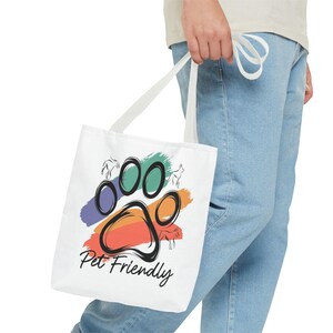 Colorful Paw Print Pet Friendly Tote Bag | Animal Lover Tote image 14