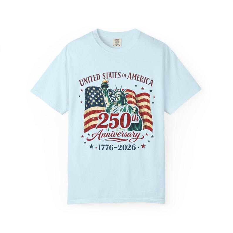 250th Anniversary Statue of Liberty American Flag T-shirt | July 4th Celebration image 7