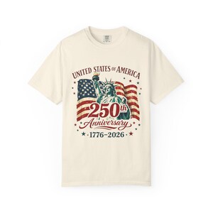 250th Anniversary Statue of Liberty American Flag T-shirt | July 4th Celebration image 4