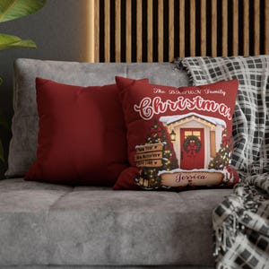 Personalized Holiday Cottage Pillowcase | Family Name Christmas Decor image 13