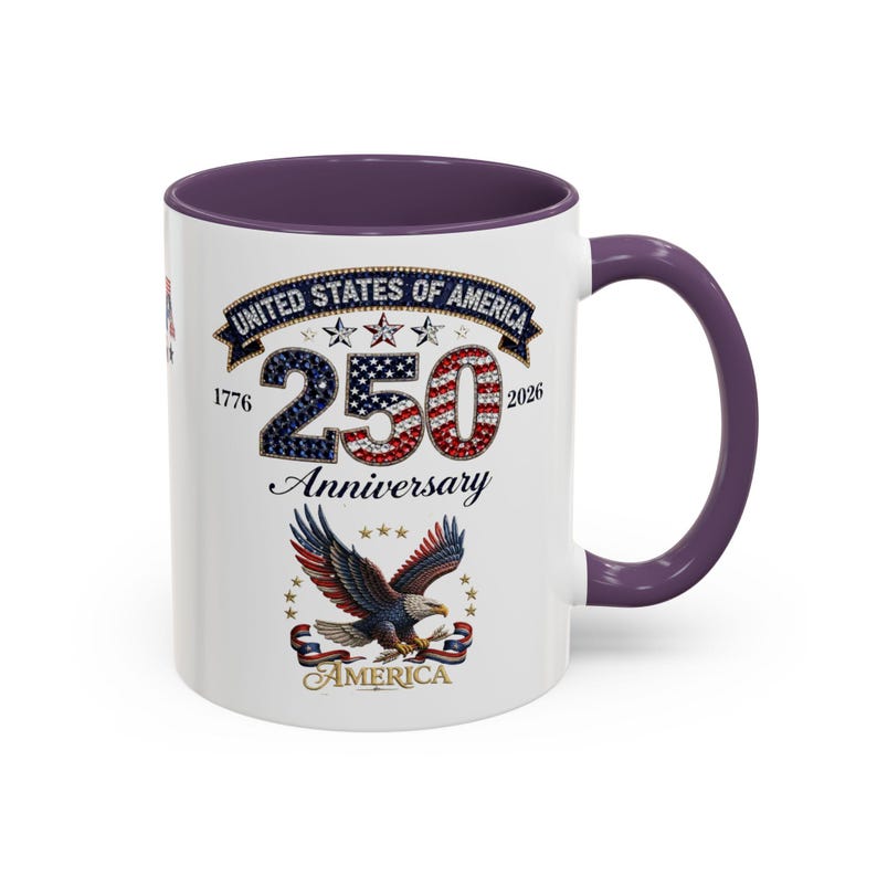 USA 250th Anniversary Eagle Coffee Mug | Patriotic 11oz 15oz Accent Mug image 1
