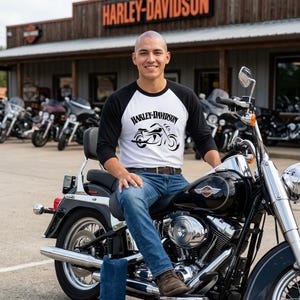 Harley-Davidson Funs Motorcycle Raglan Shirt | Vintage Bike Tee image 3