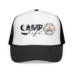 Camp Life Foam Trucker Hat | Camping Logo Mesh Cap image 2
