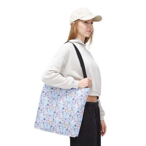 Pastel Floral Pattern Tote Bag | Small Flowers Allover Print image 5
