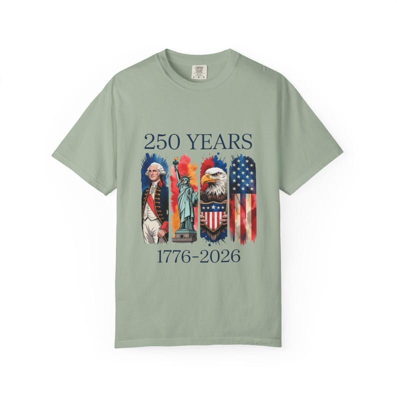 アメリカ建国250周年記念Tシャツ（1776年～2026年）｜愛国的な鷲、自由、国旗 画像 4
