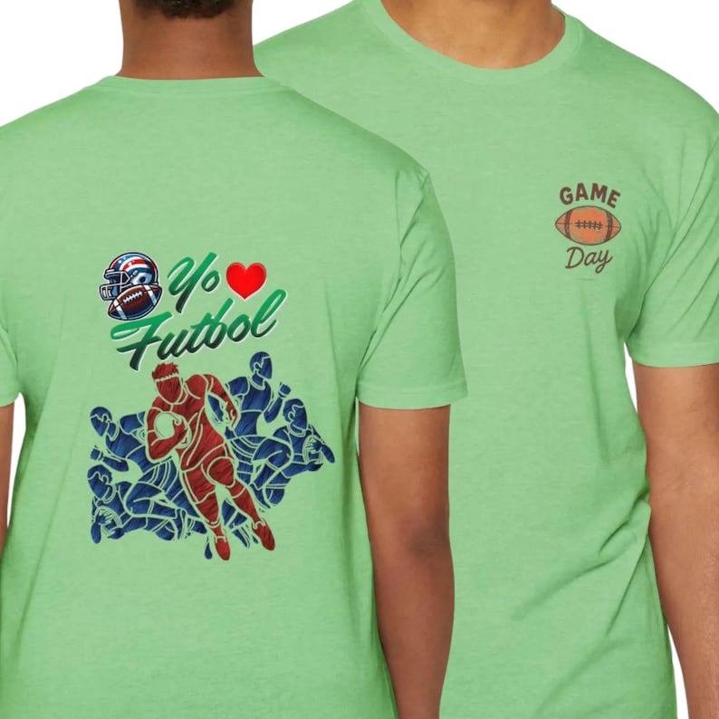 American Futboll T-shirt | Football Player Silhouette, Yo Amor ,Heart Accent image 2