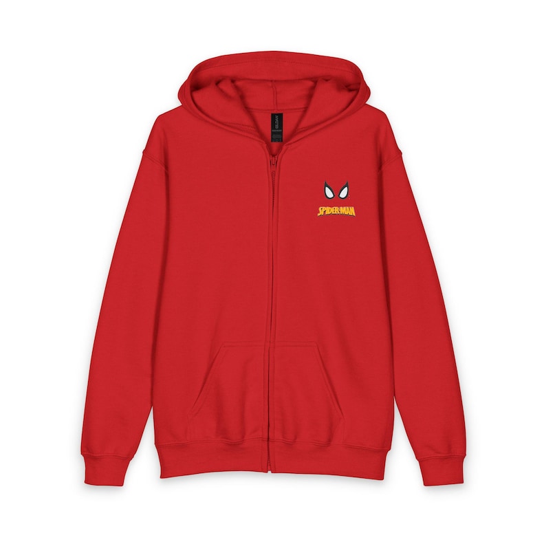 Spider Hoodie met rits voor jongeren | Rode Spider-Man hoodie met rits afbeelding 5