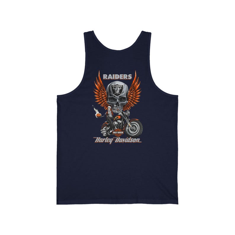 Unisex Harley Davidson fans Tank,Raiders Skull with Wings Motorcycle | Biker Racing Tank Top image 15