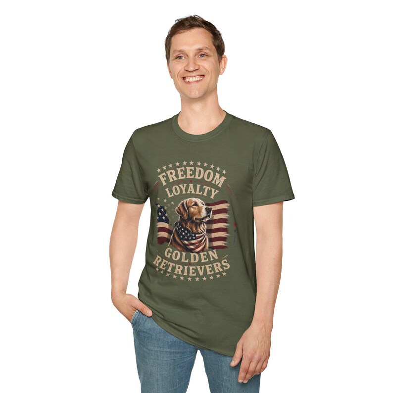 Freedom Loyalty Golden Retriever T-Shirt | American Flag Dog Tee image 14