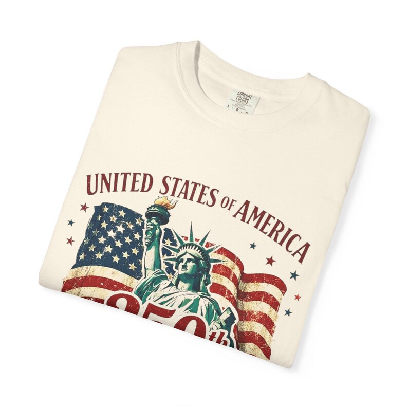 250th Anniversary Statue of Liberty American Flag T-shirt | July 4th Celebration image 11