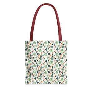 Tropical Toucan Leaves Tote Bag, All-Over Print Canvas Shoulder Bag image 1