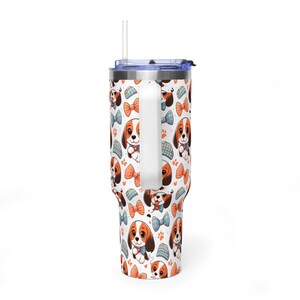Beagle-Gesicht-Trinkbecher | 1,2-Liter-Edelstahl-Reisebecher mit Henkel Bild 7