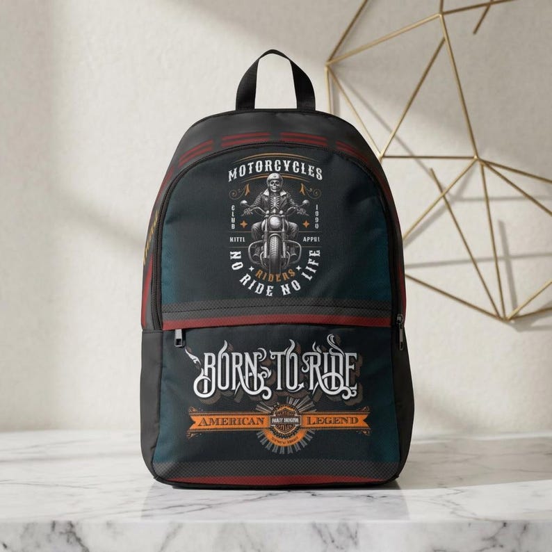 American Legend Motorcycle Backpack | Custom Biker Skull Gift image 3