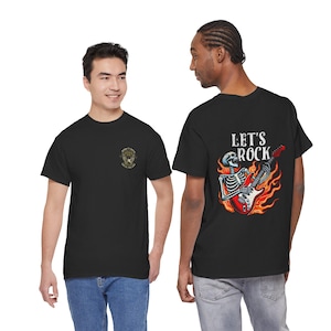 Black Music Funs Guitar T-Shirt | Flaming Skull Rock Music Tee image 11