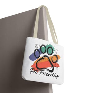 Colorful Paw Print Pet Friendly Tote Bag | Animal Lover Tote image 19