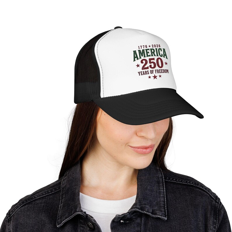 Czapka z pianki America 250 Trucker | Patriotyczna, zabytkowa uroczystość USA zdjęcie 4