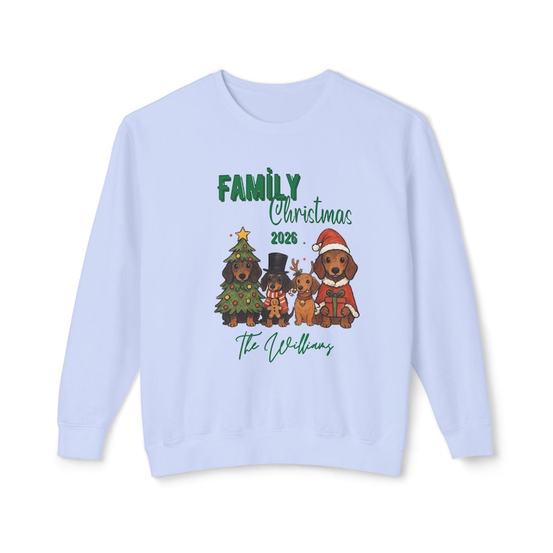 Personalisiertes Familien-Weihnachts-Sweatshirt 2026 | Hunde & Weihnachtsbaum Bild 17