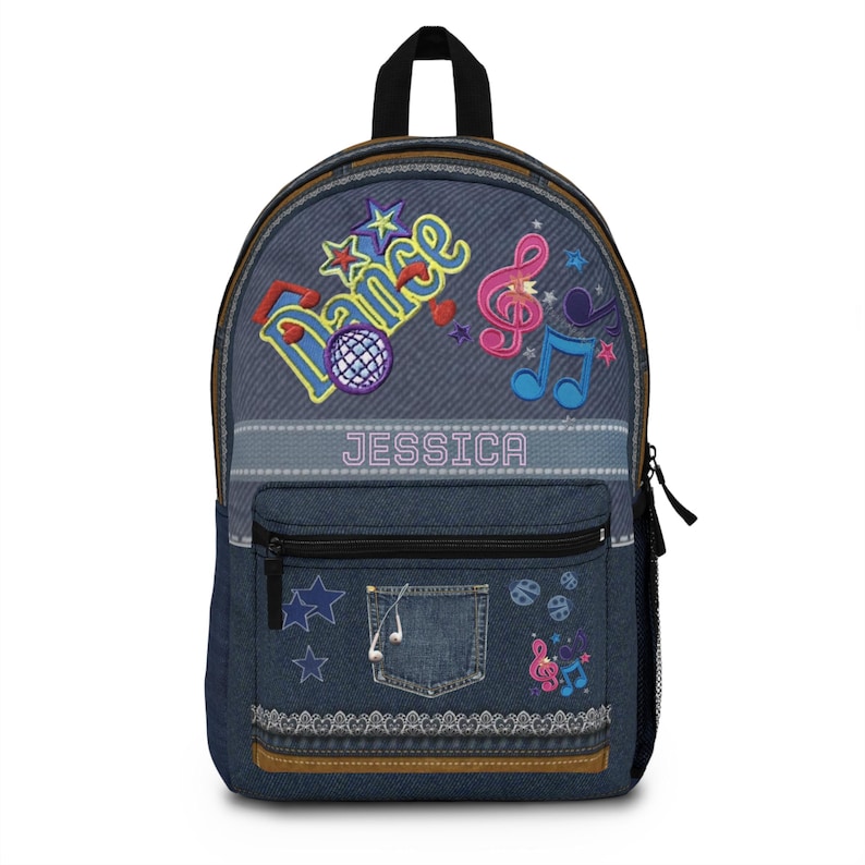 Personalisierter Tanz-Jeansrucksack | Bestickter Kinderrucksack mit Namen Bild 1
