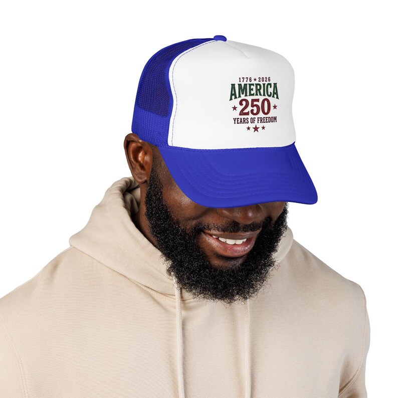 Czapka z pianki America 250 Trucker | Patriotyczna, zabytkowa uroczystość USA zdjęcie 12
