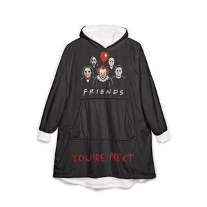Halloween Horror Movie Killers Hooded Blanket | You're Next Graphic Slasher Print image 11