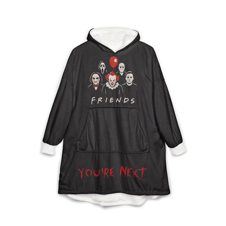 Halloween Horror Movie Killers Hooded Blanket | You're Next Graphic Slasher Print image 11