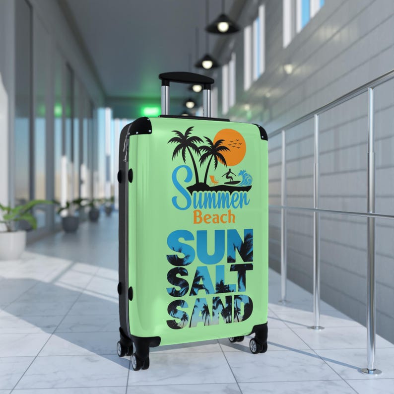 Summer Beach Sunset palm trees suitcase | Sun Salt Sand travel luggage image 4