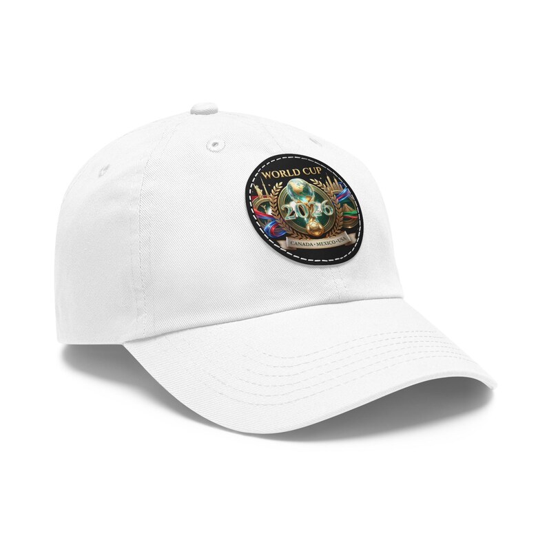 World Cup 2026 Soccer Ball Leather Patch Dad Hat | Round Patch Cap image 3