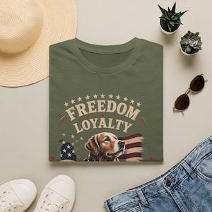 Freedom Loyalty Golden Retriever T-Shirt | American Flag Dog Tee image 6
