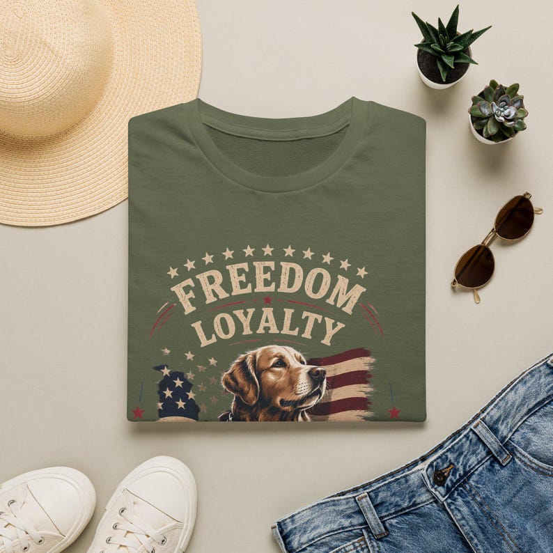 Freedom Loyalty Golden Retriever T-Shirt | American Flag Dog Tee image 6