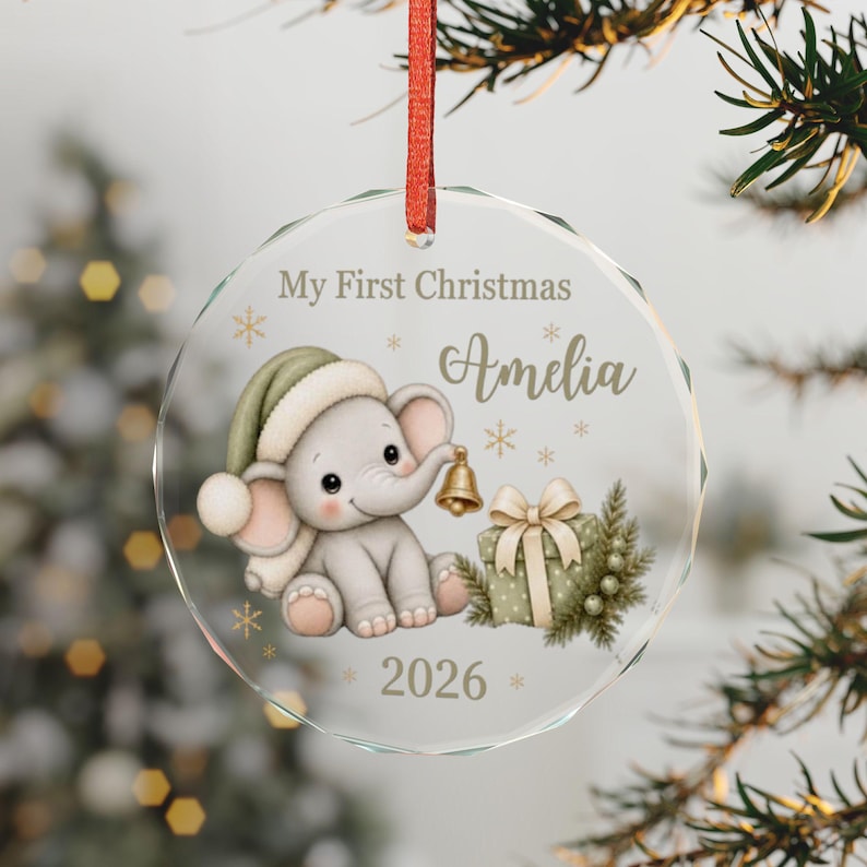 My First Christmas Elephant Ornament | Custom Baby 2026 Gift image 1